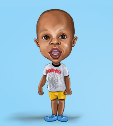 Realistisches Porträt eines jungen schwarzen Jungen, der still steht