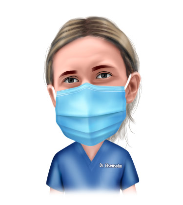 Kopf- und Schulter Zeichnung einer Krankenschwester mit Maske