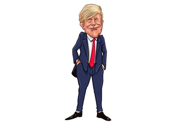 Porträt von Trump, der mit den Händen in der Tasche posiert
