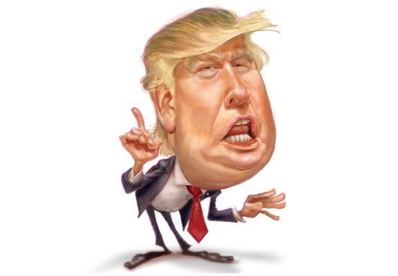 Donald Trump mit „Ich stimme nicht zu“-Pose – Lustige Karikatur