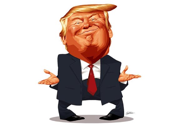 Zeichnung von Donald Trump, bereit zu verhandeln