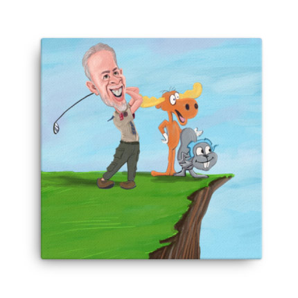 Golf Karikatur auf Leinwanddruck