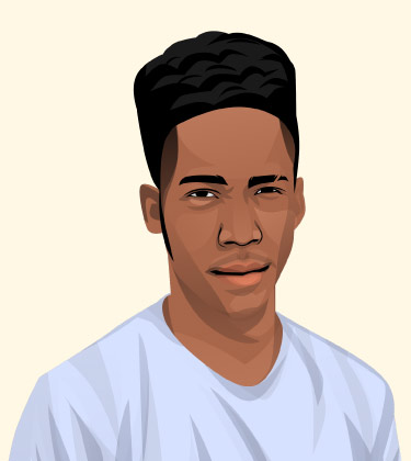 Junger schwarzer Kerl mit lächelndem Karikatur Porträt