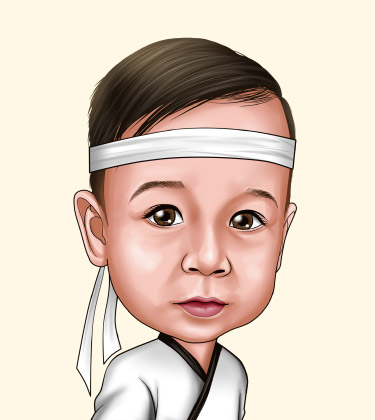 Realistisches Porträt eines 5-jährigen Kindes in Karate-Kleidung