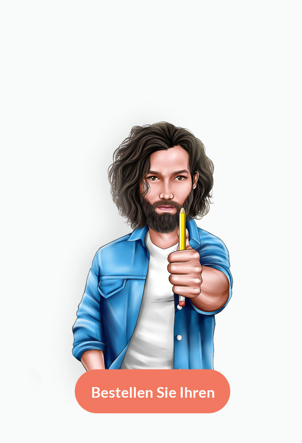 Realistische Karikaturzeichnung des Fotografen im T-Shirt