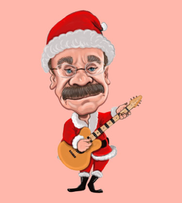 Weihnachtsmann mit Gitarre Karikatur