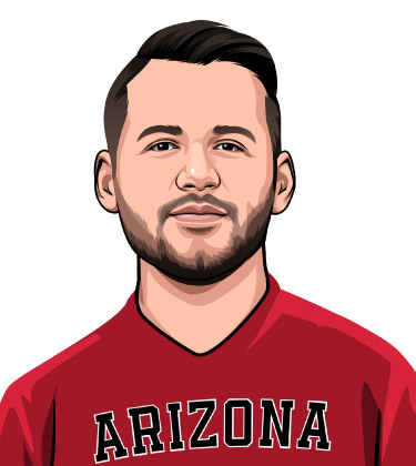 Kopf- und Schulter-Cartoon-Foto eines Sportlers aus dem Bundesstaat Arizona