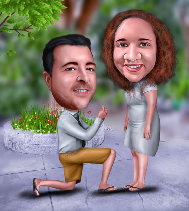 Hochzeitsvorschlag realistische Karikatur