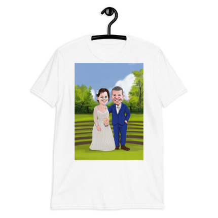 Hochzeits-Karikatur-Zeichnung auf T-Shirt-Druck